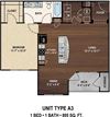 Our A3 The Murray floor plan with one bedroom and one bath. Our A3 The Murray floor plan with one bedroom and one bath. at York Woods at Lake Murray Apartment Homes, Columbia